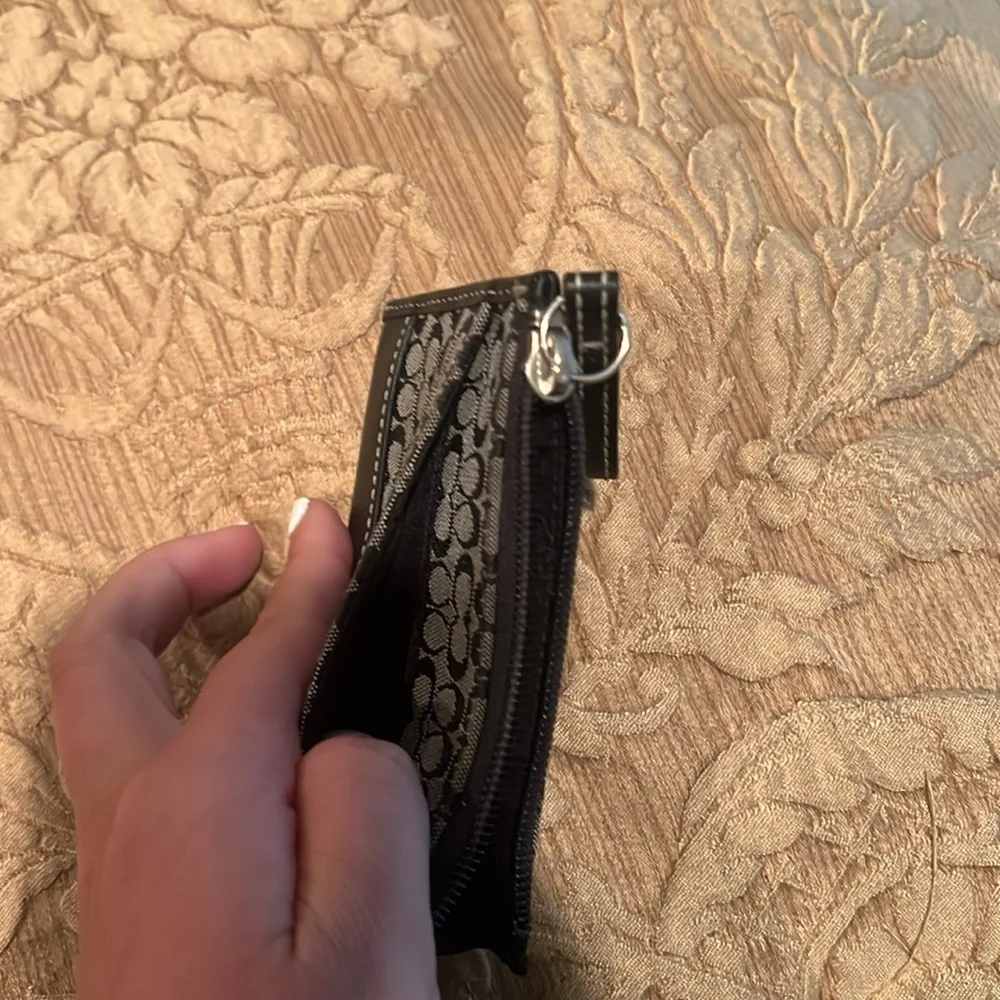 Coach Black Gray Signature wallet Jacquard Card ID Holder Key Chain host pick - Picture 8 of 15